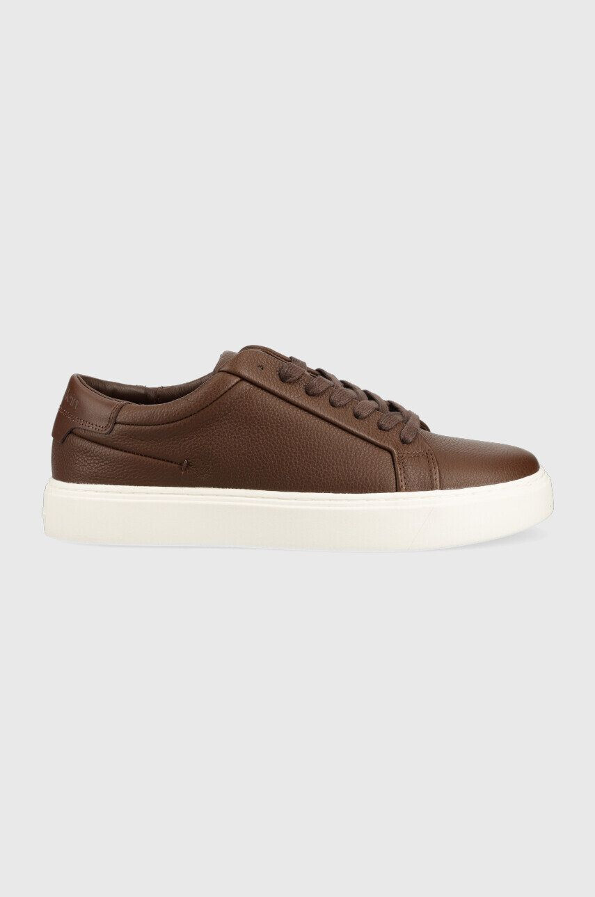 Calvin Klein Δερμάτινα αθλητικά παπούτσια Low Top Lace Up Lth χρώμα: καφέ - Pepit.gr