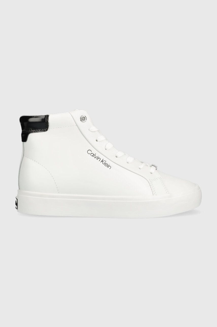 Calvin Klein Δερμάτινα αθλητικά παπούτσια Vulc High Top χρώμα: άσπρο - Pepit.gr