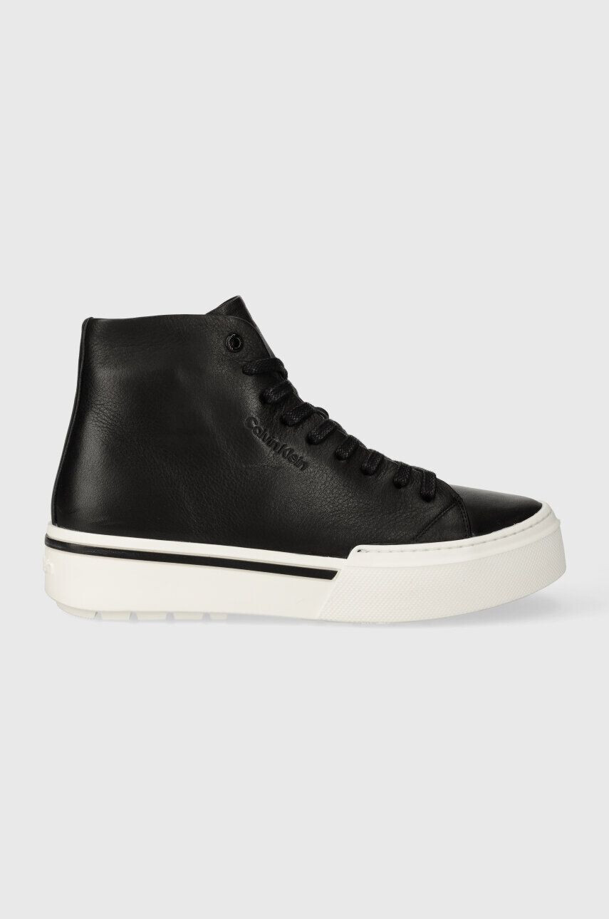 Calvin Klein Δερμάτινα ελαφριά παπούτσια HIGH TOP LACE UP - Pepit.gr