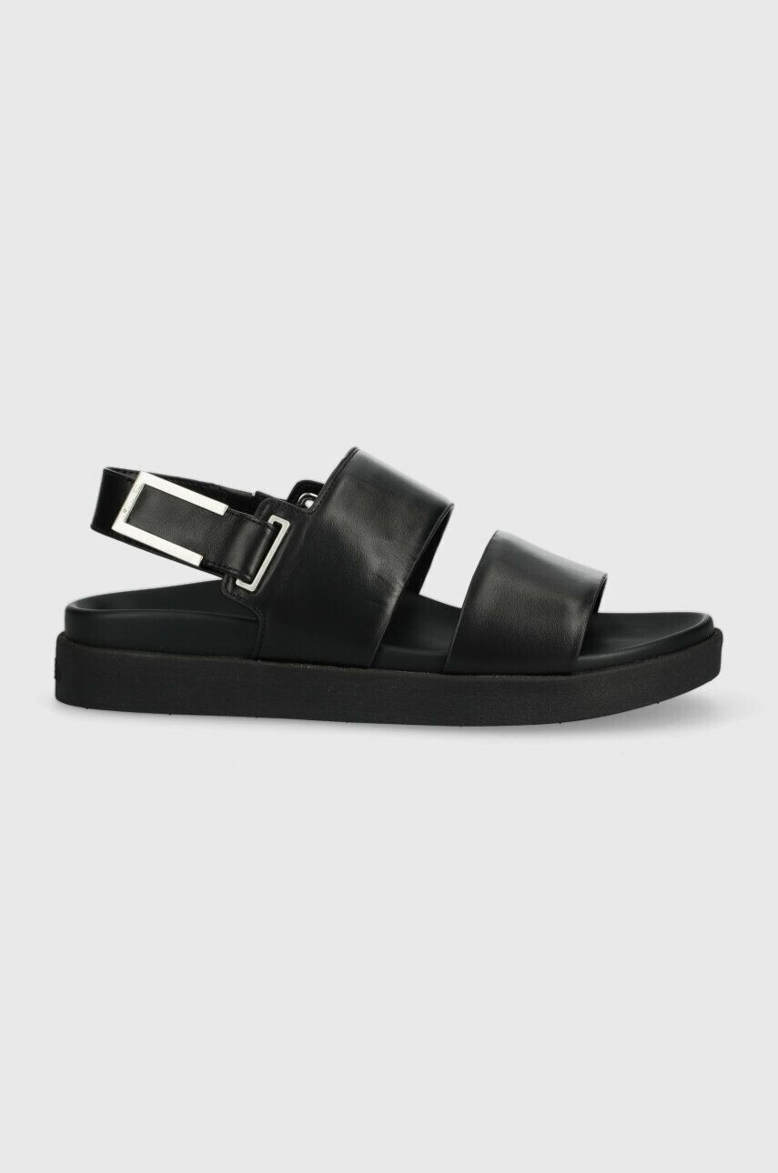 Calvin Klein Δερμάτινα σανδάλια ADJ SANDAL W/HW χρώμα: μαύρο HW0HW01479 - Pepit.gr