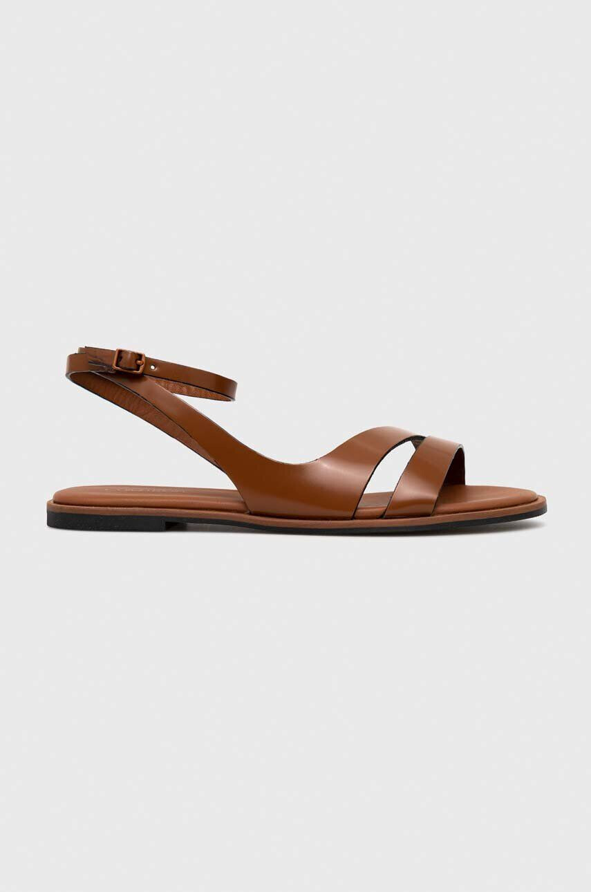 Calvin Klein Δερμάτινα σανδάλια ALMOND SANDAL χρώμα: καφέ HW0HW01463 - Pepit.gr