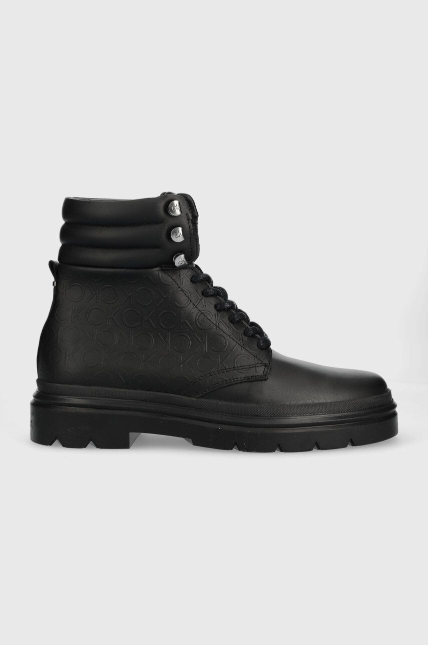 Calvin Klein Δερμάτινες μπότες πεζοπορίας Combat Boot Mono - Pepit.gr