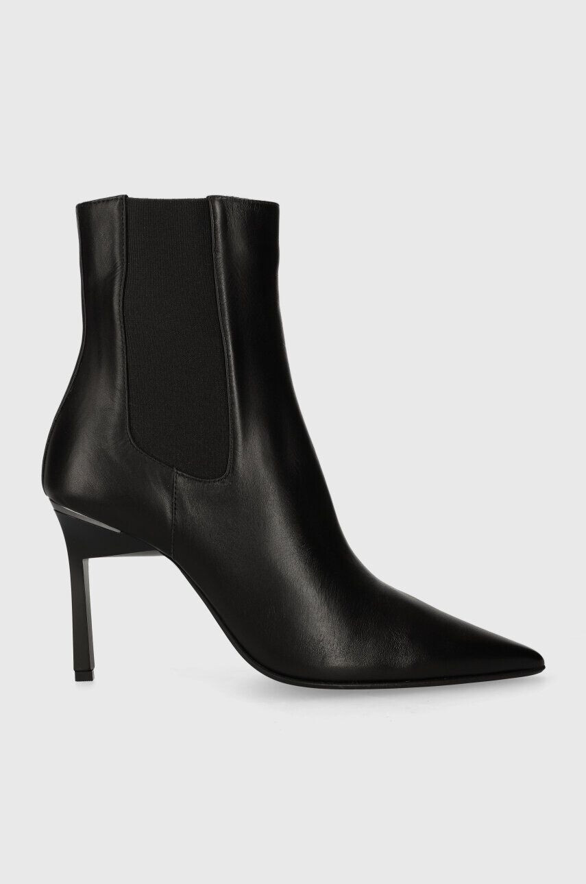 Calvin Klein Δερμάτινες μπότες τσέλσι GEO STILETTO CHELSEA BOOT 90 - Pepit.gr