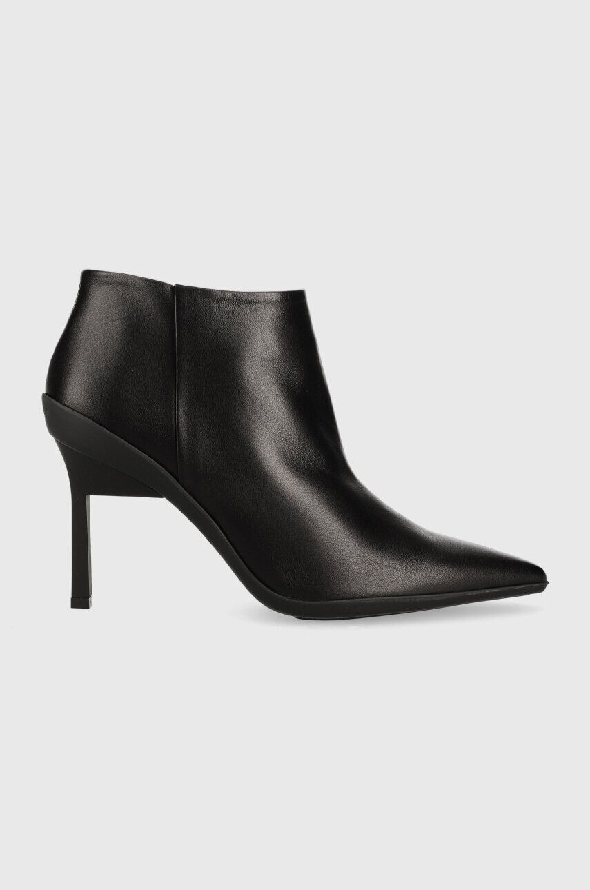 Calvin Klein Δερμάτινες μπότες WRAP STILETTO ANKLE - Pepit.gr