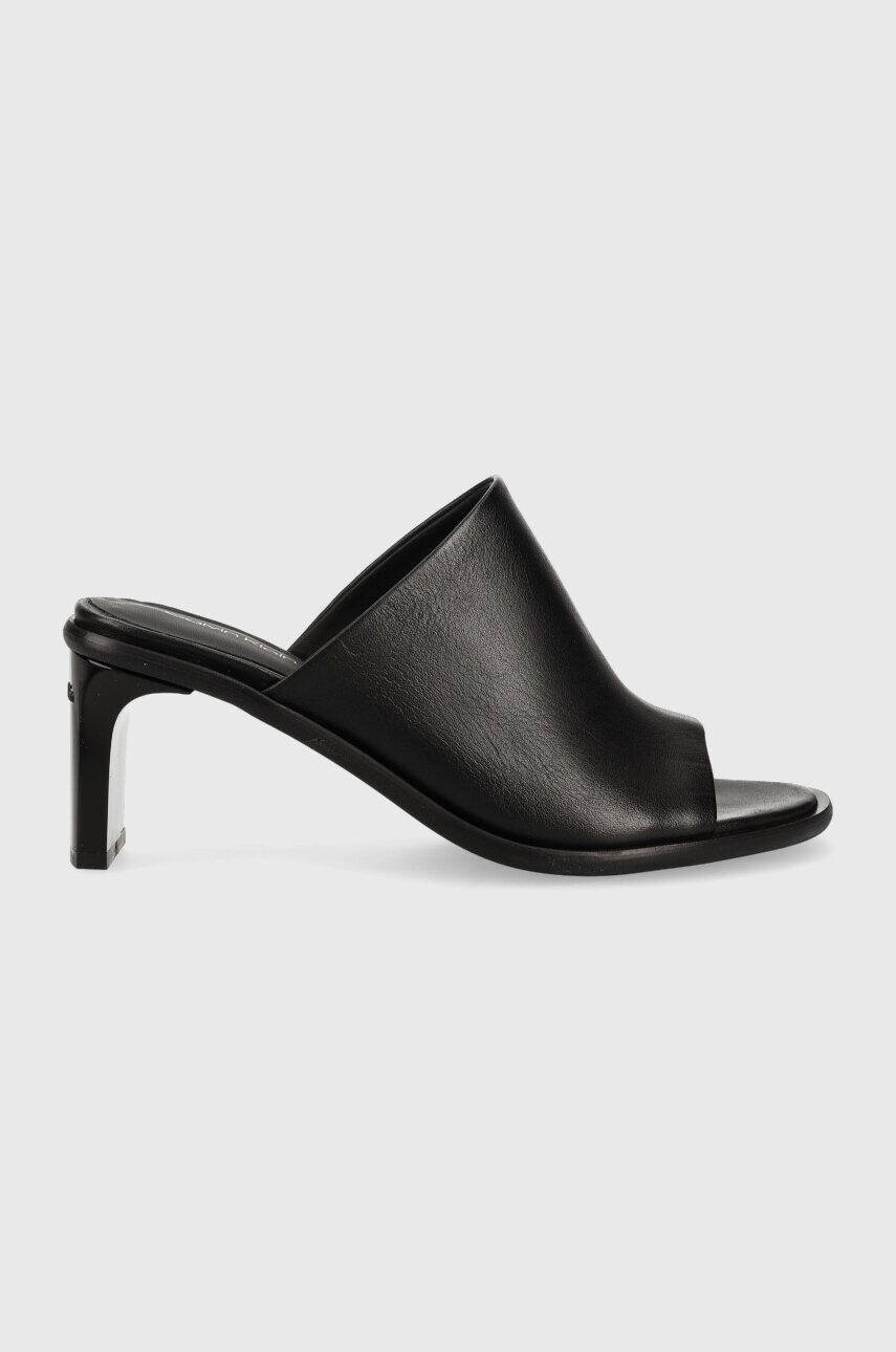 Calvin Klein Δερμάτινες παντόφλες CURVED STILETTO MULE - Pepit.gr