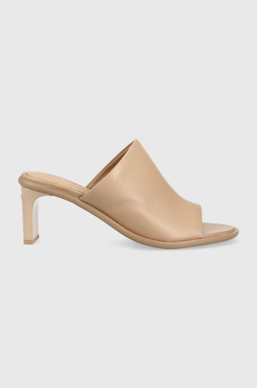 Calvin Klein Δερμάτινες παντόφλες CURVED STILETTO MULE - Pepit.gr