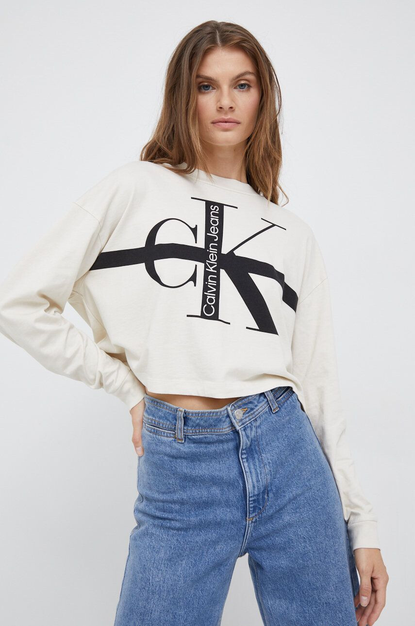 Calvin Klein Jeans Βαμβακερή μπλούζα με μακριά μανίκια - Pepit.gr