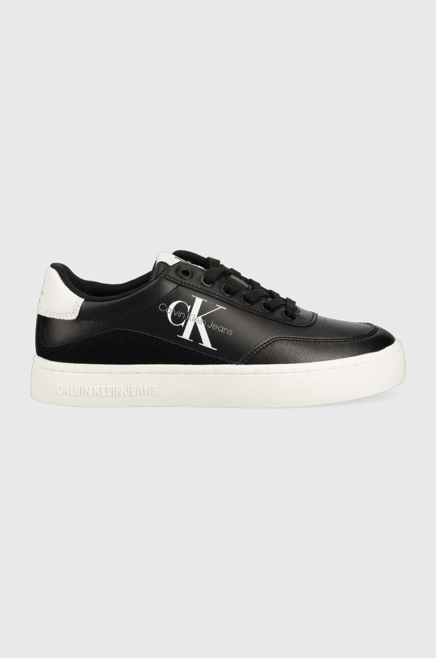 Calvin Klein Jeans Δερμάτινα αθλητικά παπούτσια Classic Cupsole χρώμα: μαύρο - Pepit.gr