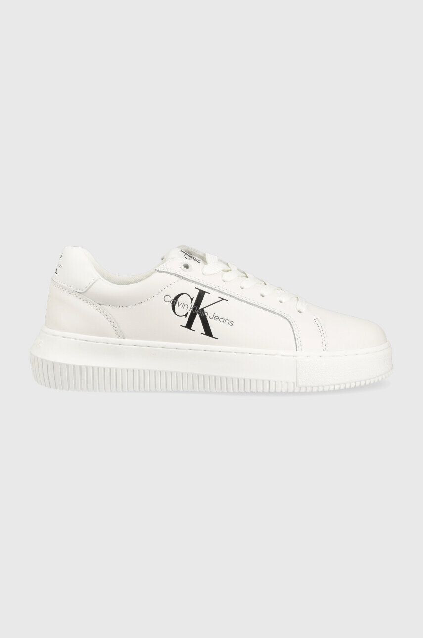 Calvin Klein Jeans Δερμάτινα αθλητικά παπούτσια YW0YW00823 CHUNKY CUPSOLE MONOLOGO W χρώμα: μαύρο - Pepit.gr