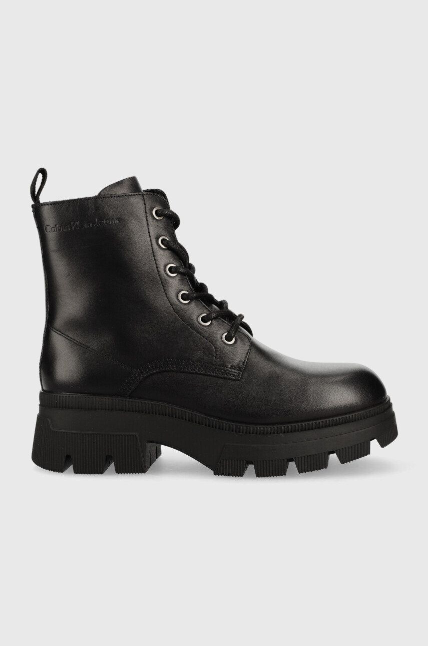 Calvin Klein Jeans Δερμάτινα workers Chunky Combat Laceup Boot - Pepit.gr