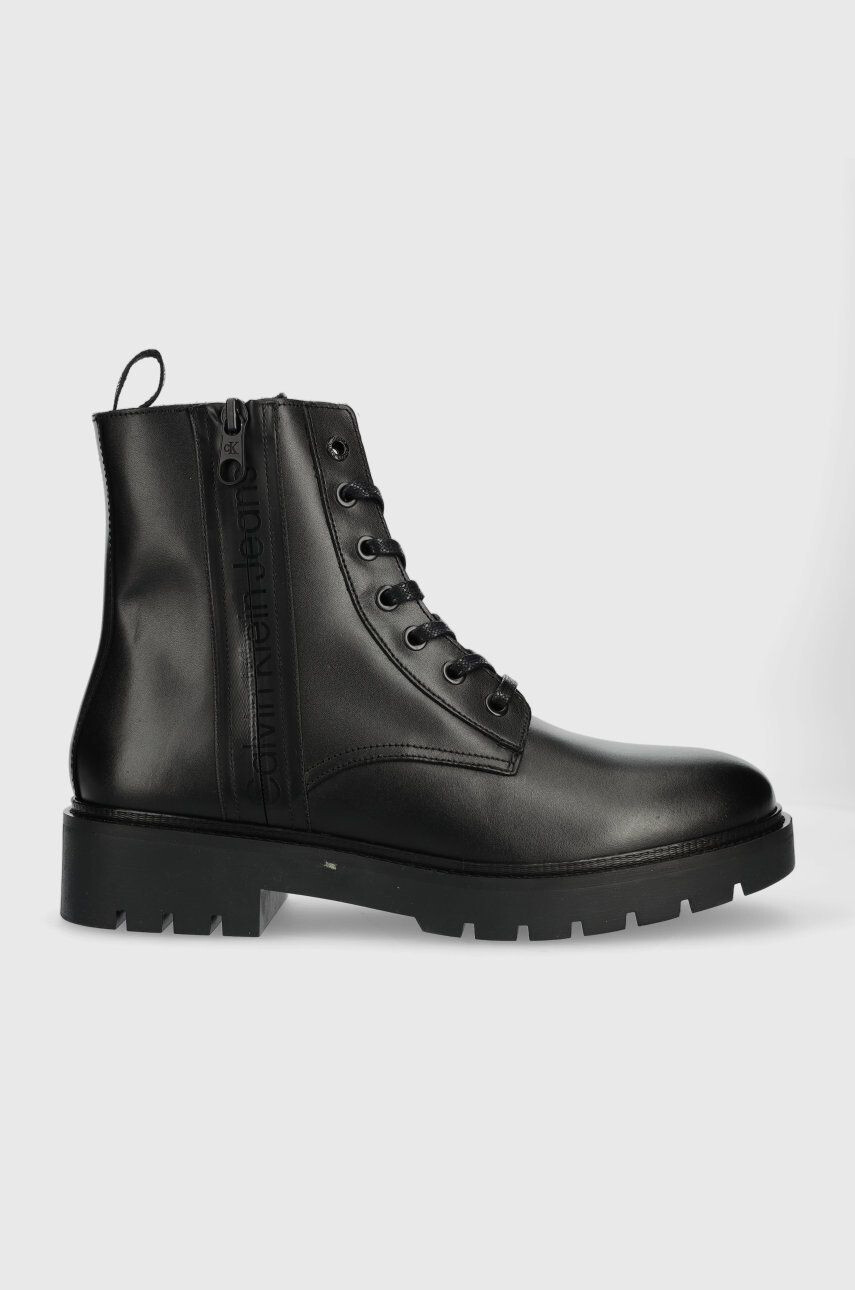 Calvin Klein Jeans Δερμάτινες μπότες Combat Mid Laceup Boot W Zip - Pepit.gr