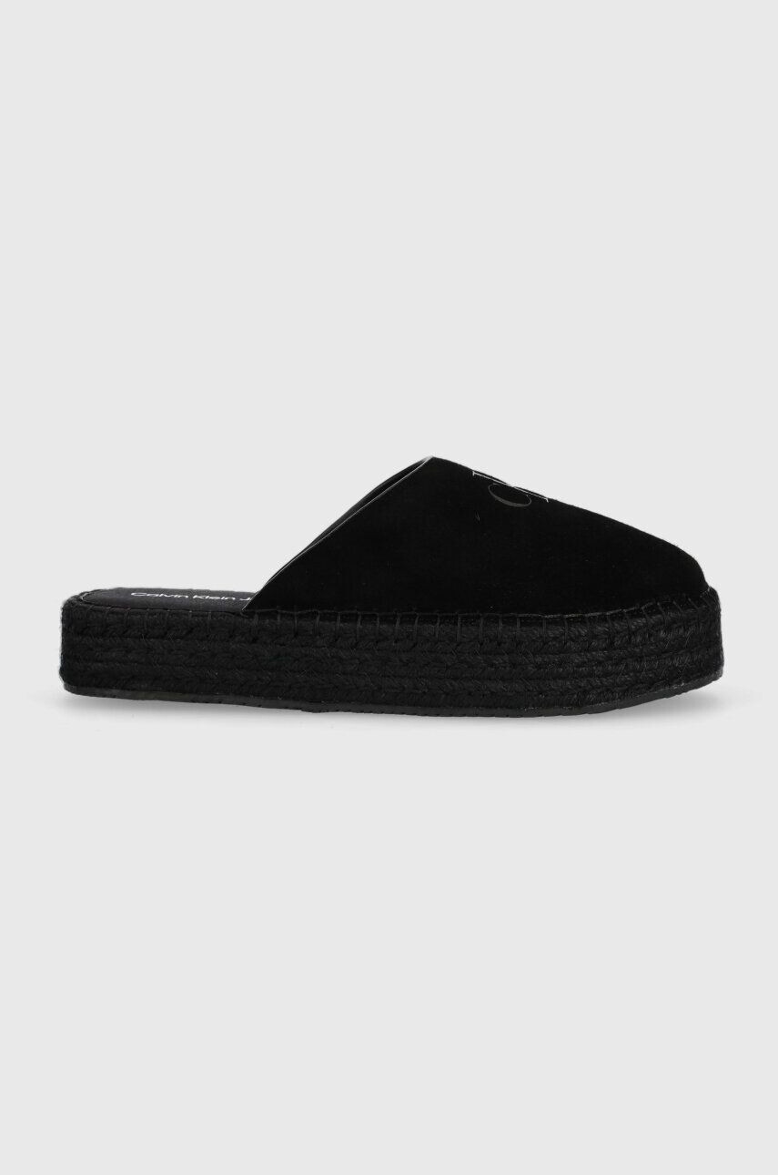 Calvin Klein Jeans Παντόφλες σουέτ FLATFORM ROPE MULE SU CON - Pepit.gr