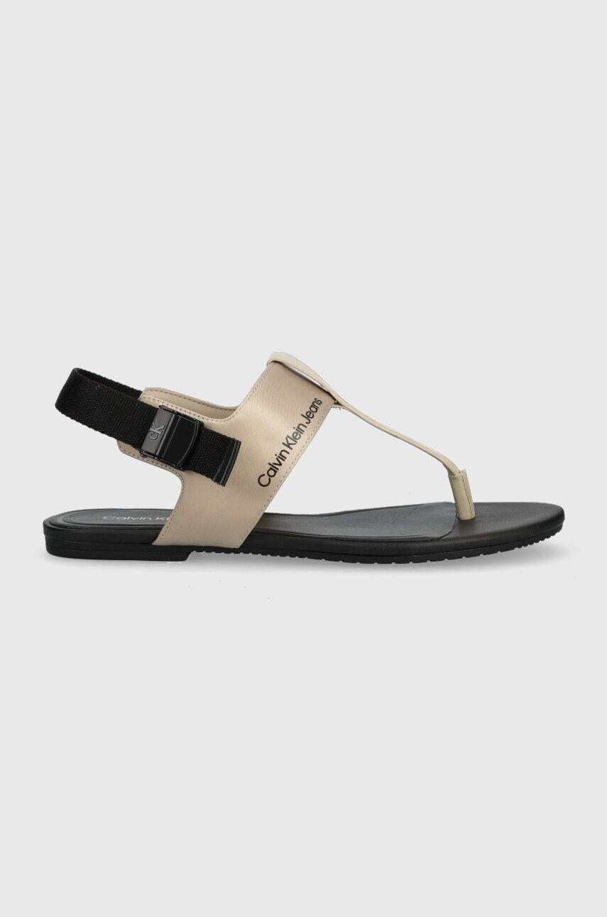 Calvin Klein Jeans Σανδάλια FLAT TOEPOST SANDAL SATIN/HW - Pepit.gr