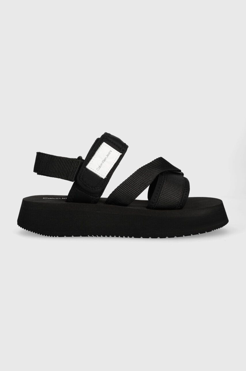 Calvin Klein Jeans Σανδάλια PREFRESATO SANDAL BADGE χρώμα: μαύρο YW0YW00967 - Pepit.gr