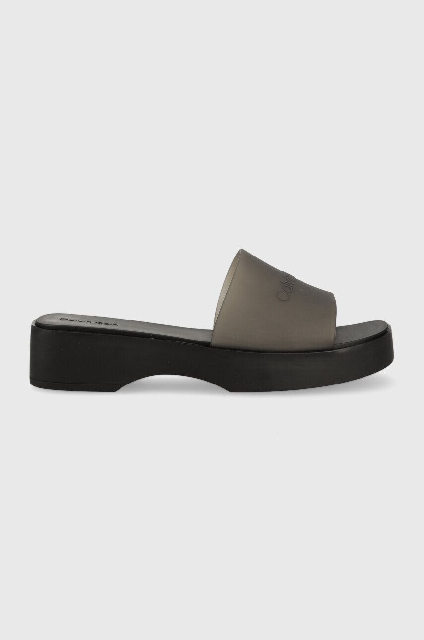 Calvin Klein Παντόφλες WEDGE SLIDE - TRANSP - Pepit.gr