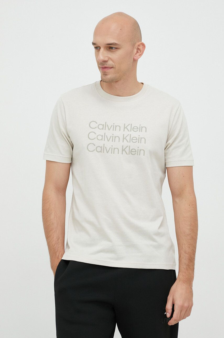 Calvin Klein Performance Μπλουζάκι προπόνησης χρώμα: μπεζ - Pepit.gr