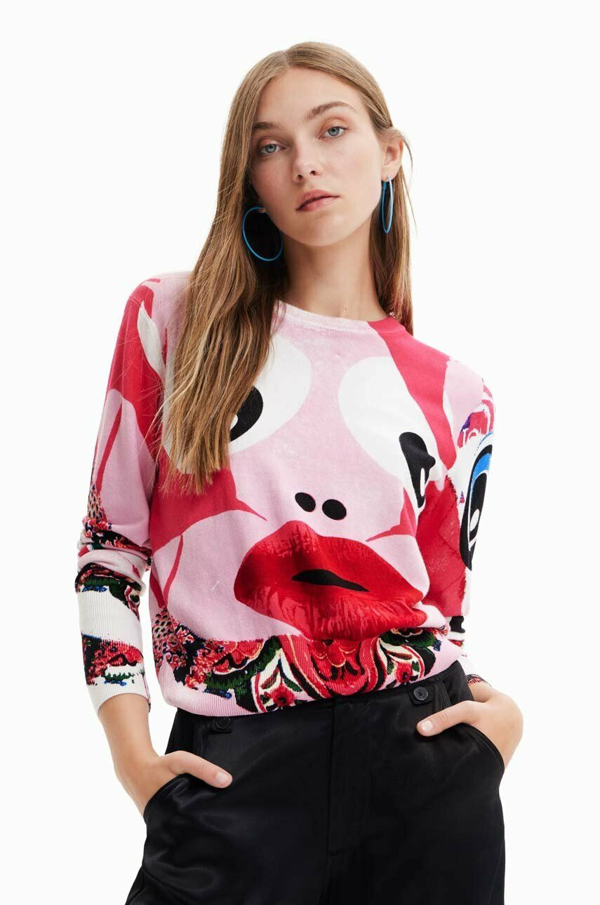 Desigual Longsleeve x M. Christian Lacroix χρώμα: ροζ - Pepit.gr