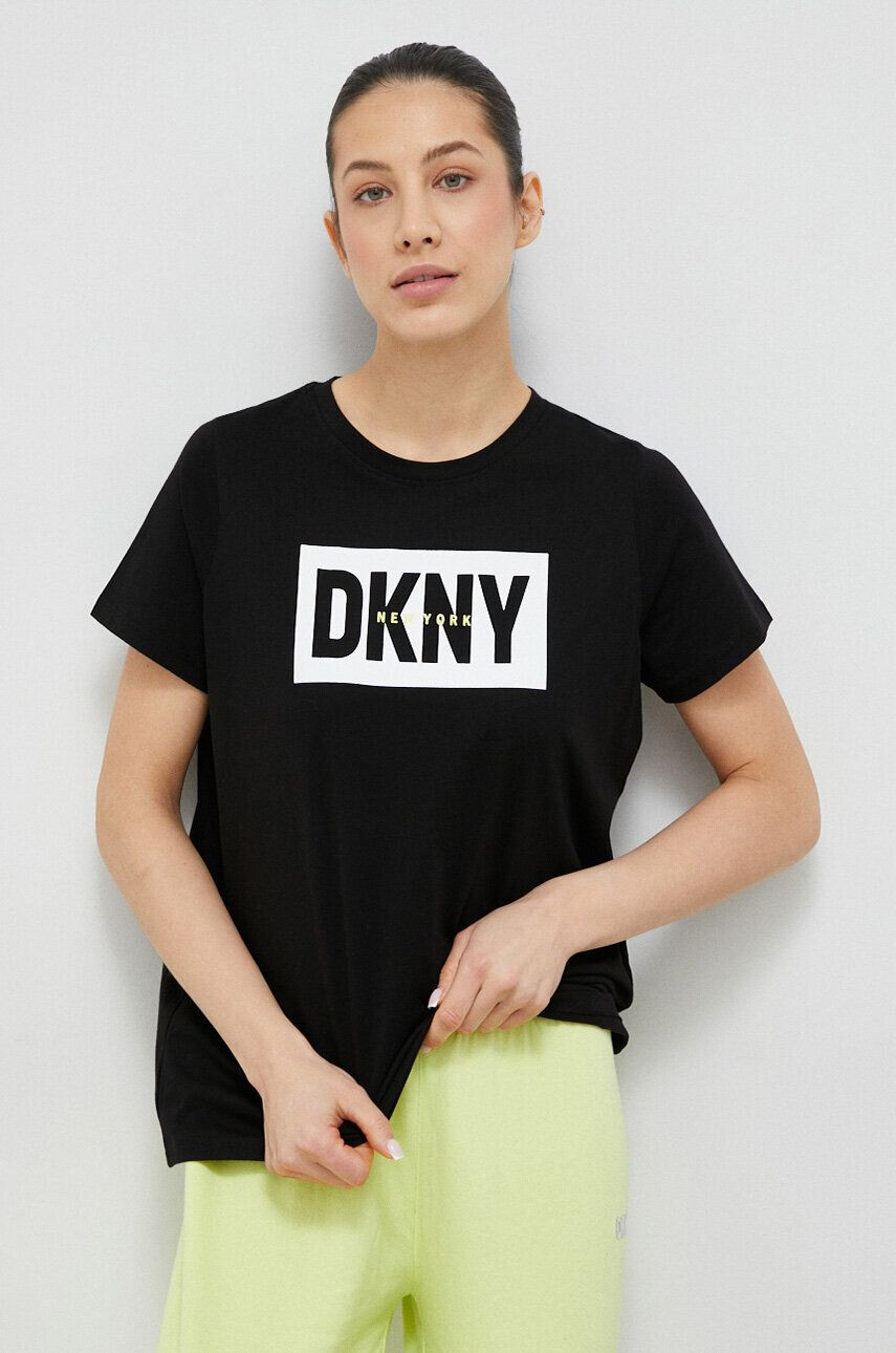 DKNY Βαμβακερό μπλουζάκι χρώμα: μαύρο - Pepit.gr