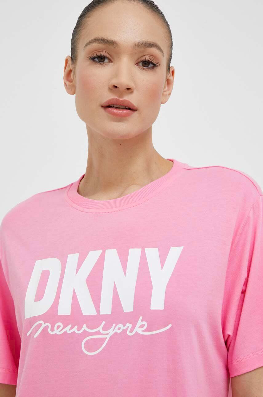 DKNY Βαμβακερό μπλουζάκι χρώμα: ροζ - Pepit.gr