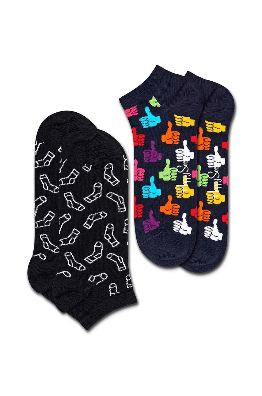 Happy Socks Κάλτσες Thumbs Up Low Sock 2-pack χρώμα: μαύρο - Pepit.gr