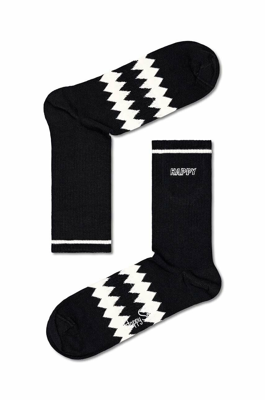 Happy Socks Κάλτσες Zig Zag χρώμα: μαύρο - Pepit.gr