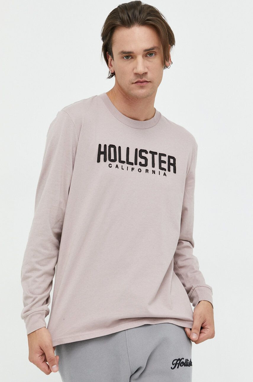 Hollister Co. Βαμβακερή μπλούζα με μακριά μανίκια χρώμα: μοβ - Pepit.gr