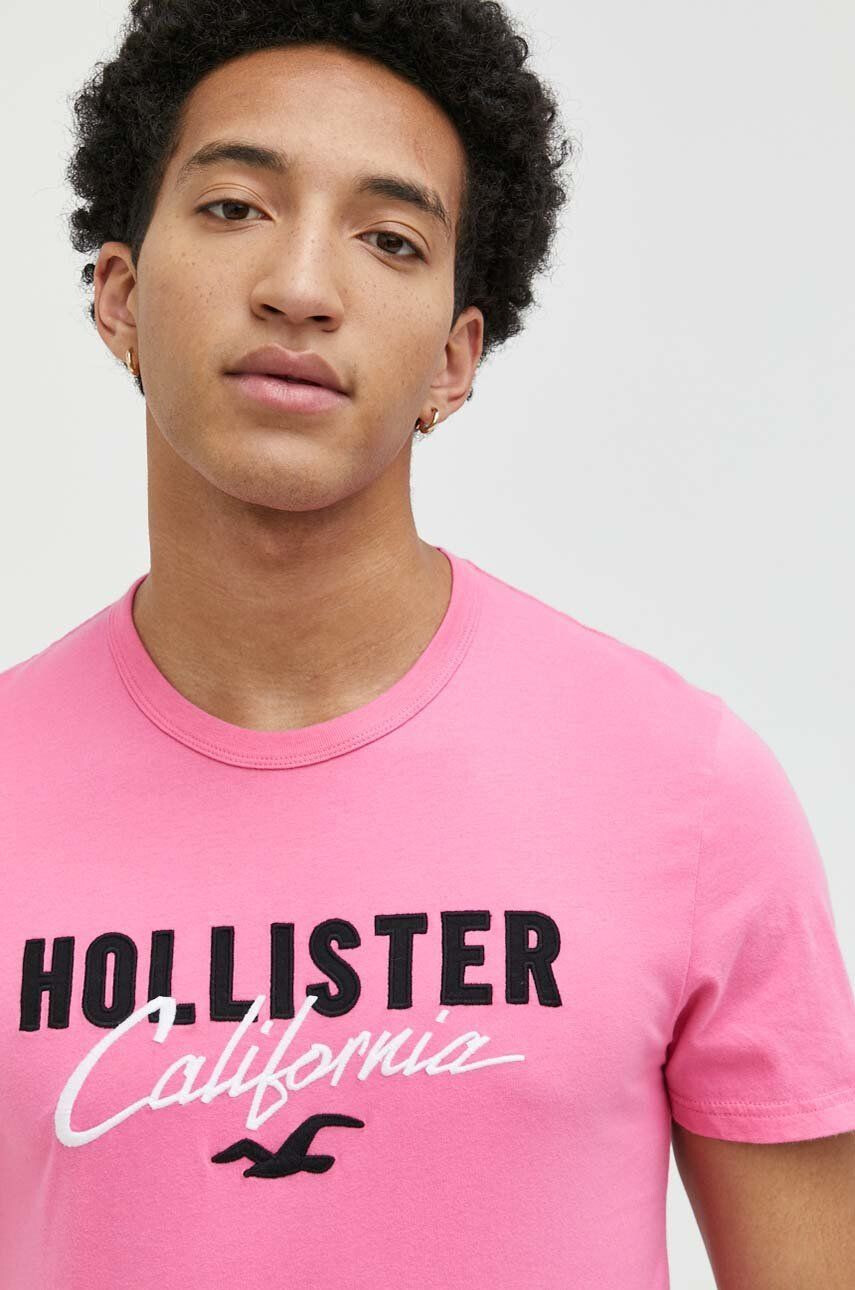 Hollister Co. Βαμβακερό μπλουζάκι χρώμα: ροζ - Pepit.gr