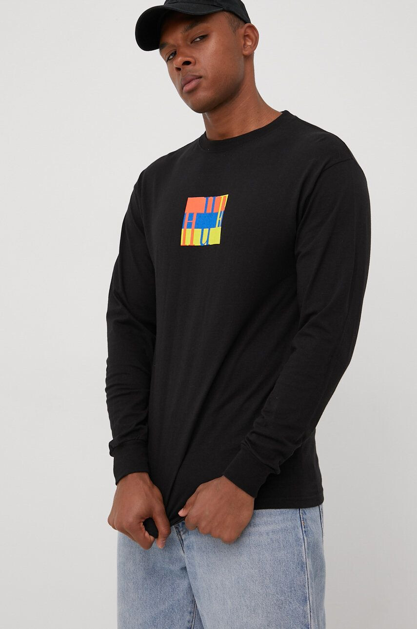 Huf Longsleeve χρώμα: μαύρο - Pepit.gr