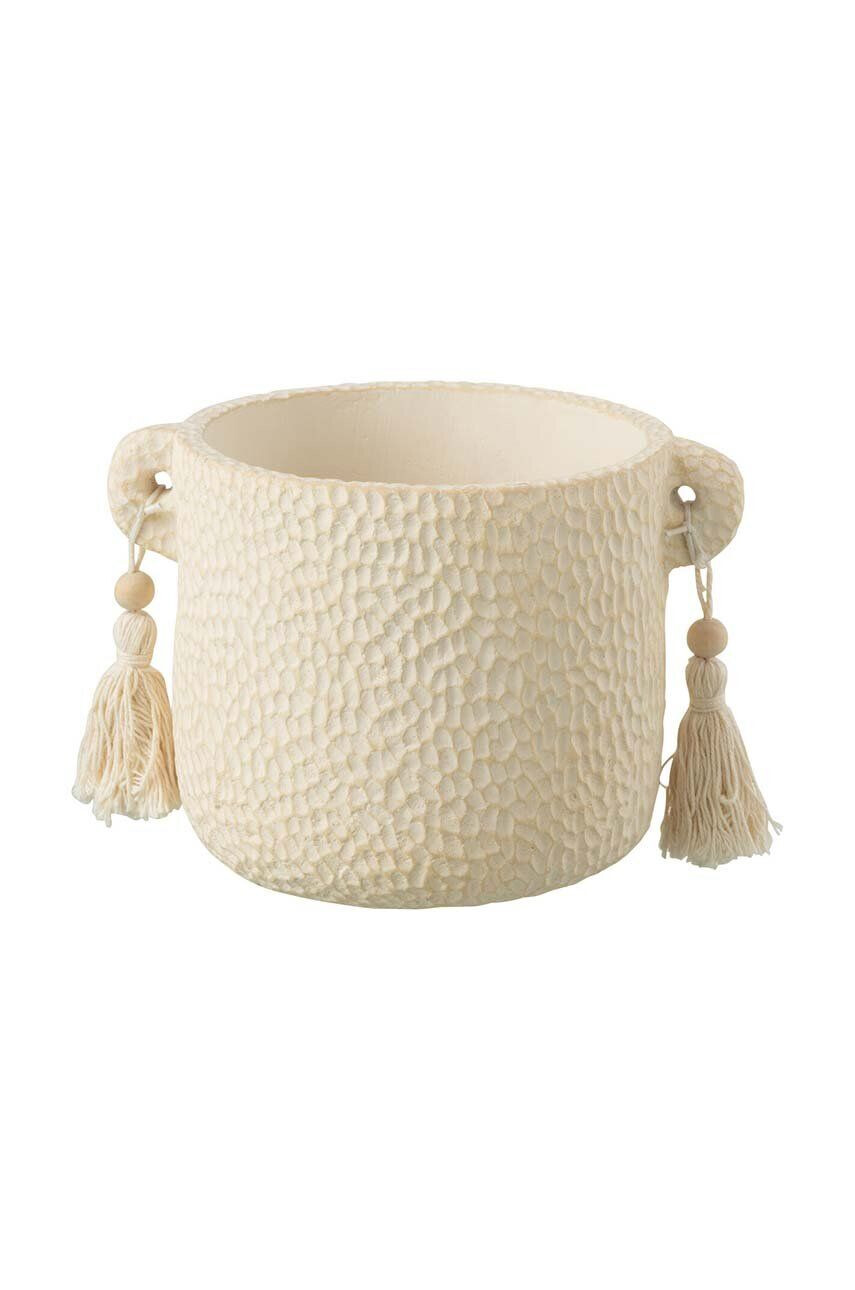 J-Line Δοχείο Tassel Ceramic Cream Small - Pepit.gr