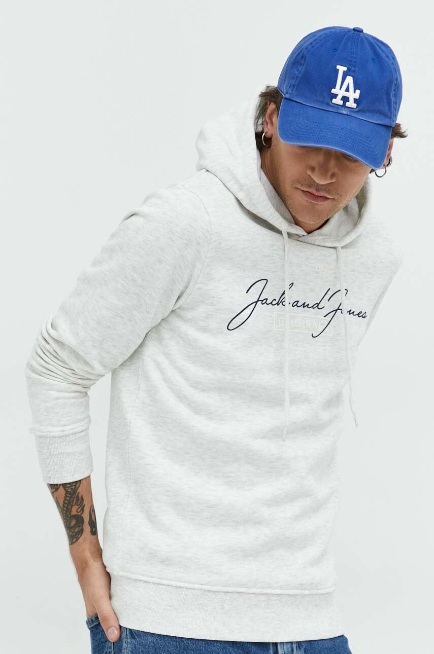 Jack & Jones Μπλούζα χρώμα: γκρι με κουκούλα - Pepit.gr