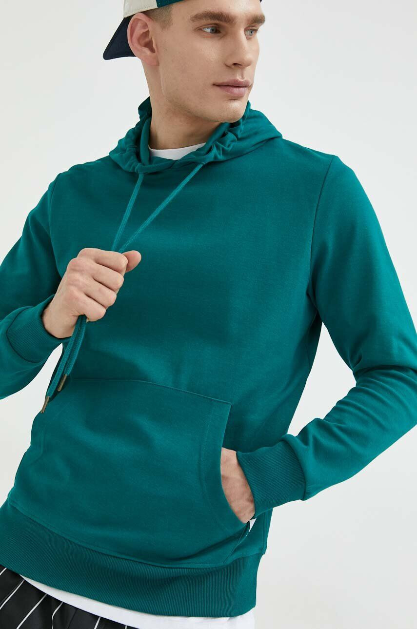 Jack & Jones Μπλούζα JJEBASIC χρώμα: πράσινο με κουκούλα 12182537 - Pepit.gr