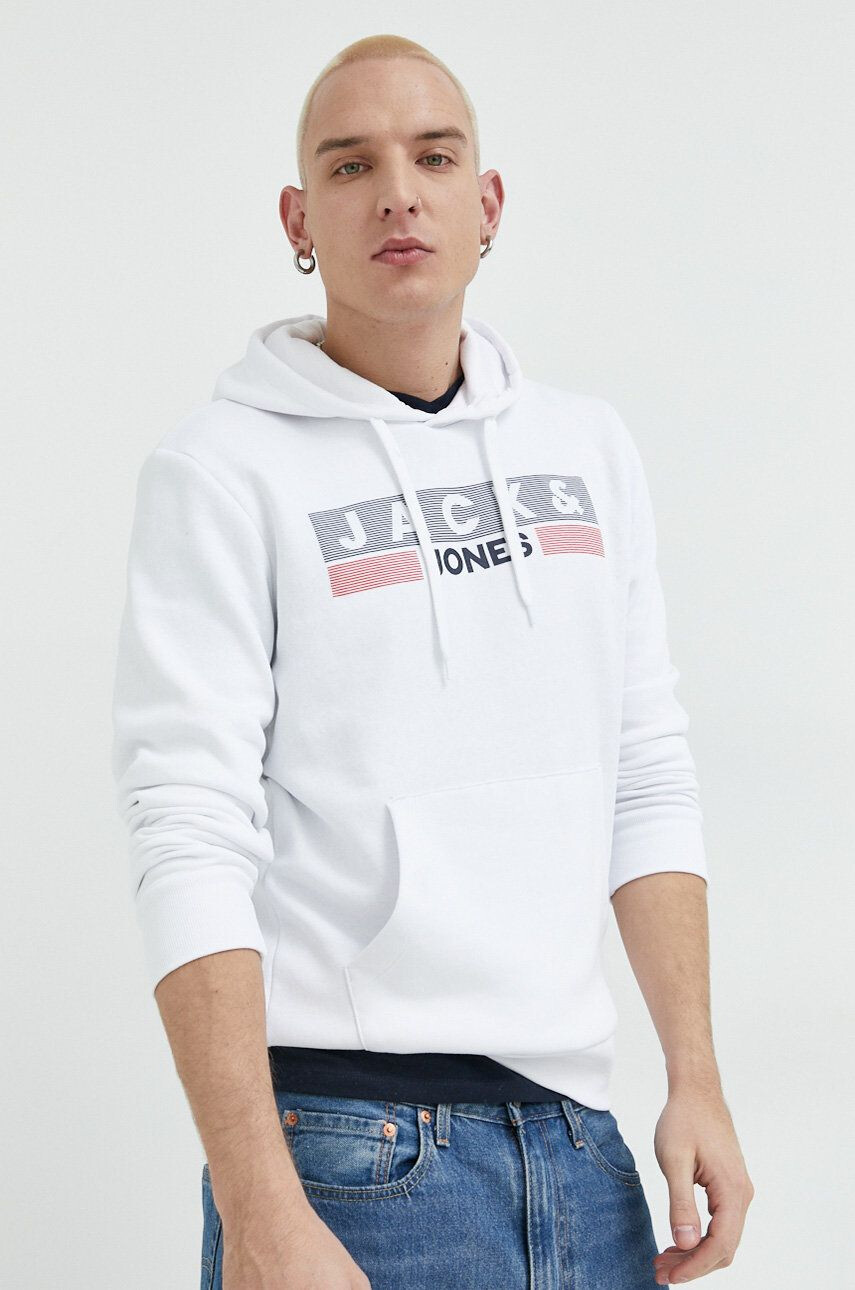 Jack & Jones Μπλούζα JJECORP χρώμα: άσπρο με κουκούλα 12152840 - Pepit.gr