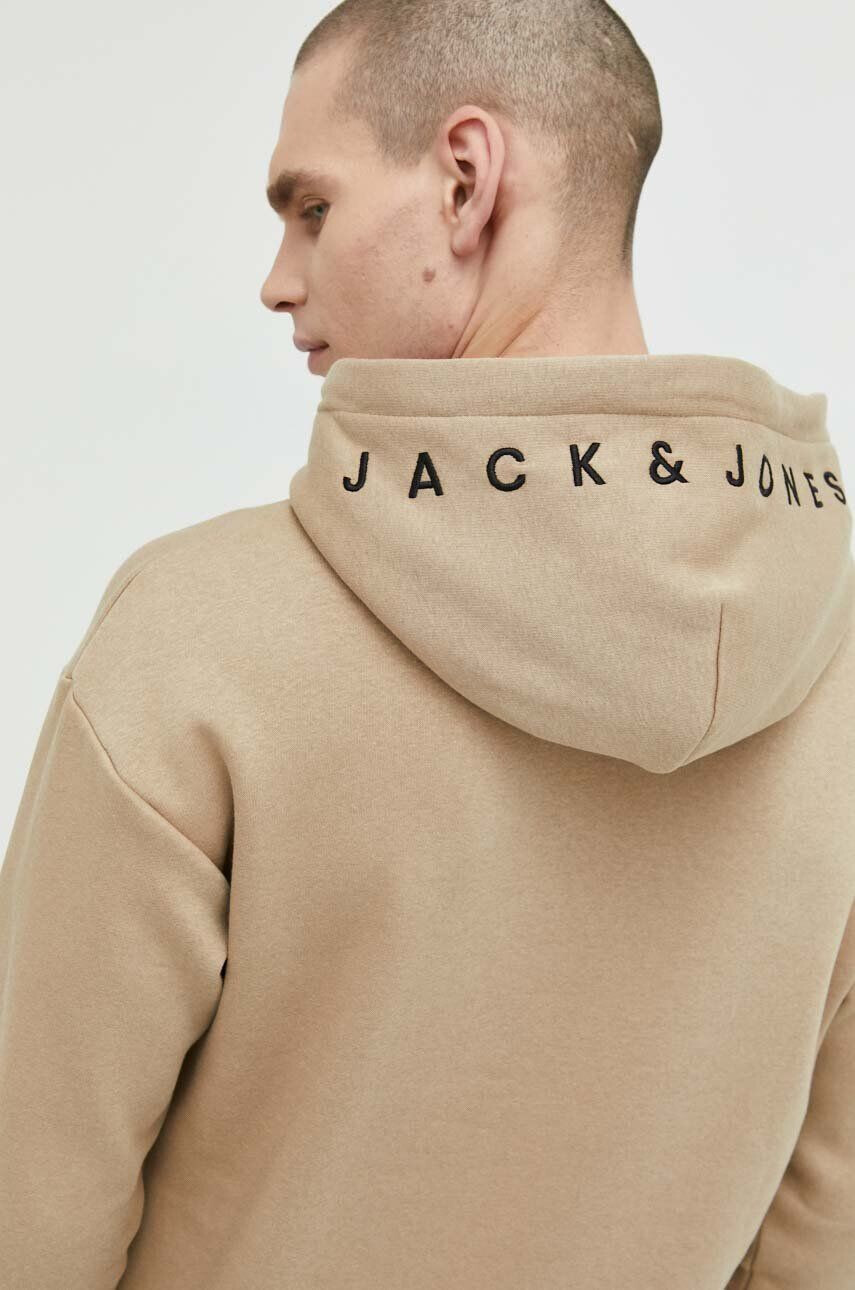 Jack & Jones Μπλούζα JJESTAR χρώμα: μπεζ με κουκούλα - Pepit.gr