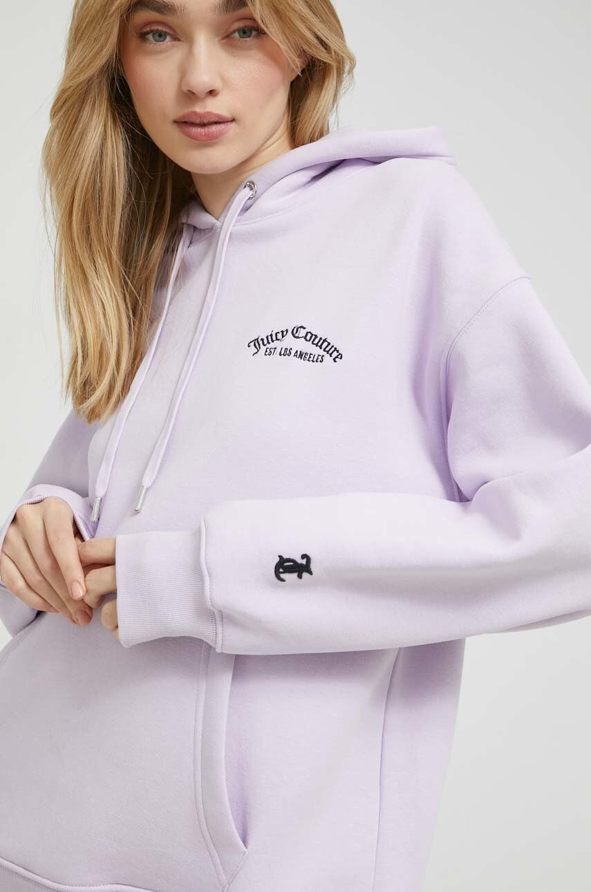 Juicy Couture Μπλούζα Queenie χρώμα: μοβ με κουκούλα - Pepit.gr