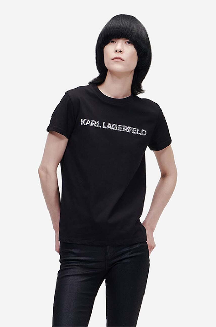 Karl Lagerfeld Βαμβακερό μπλουζάκι Elongated Zebra Logo Tee - Pepit.gr