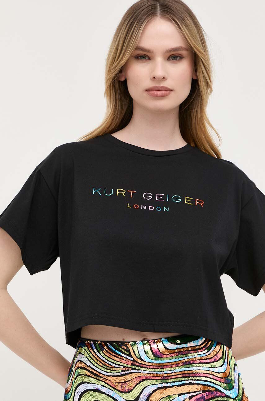 Kurt Geiger London Βαμβακερό μπλουζάκι χρώμα: μαύρο - Pepit.gr