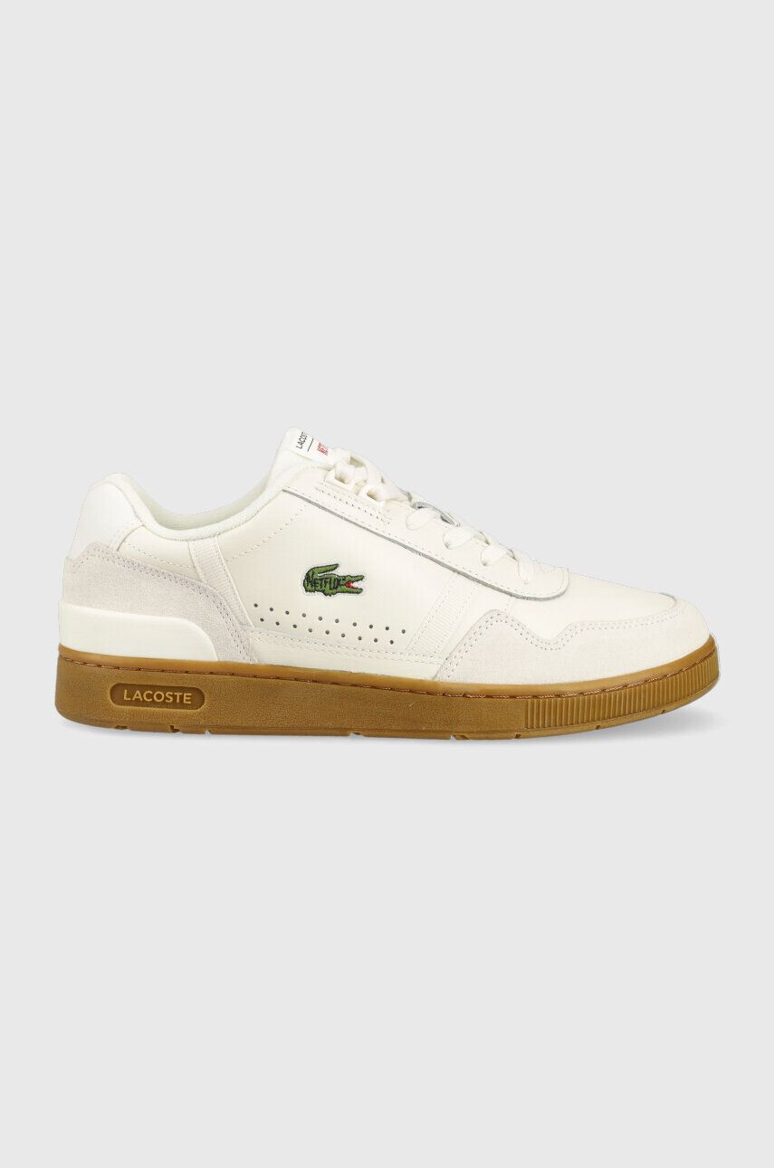 Lacoste Δερμάτινα αθλητικά παπούτσια x Netflix T-Clip Leather Trainers χρώμα: μπεζ 45SMA0134 - Pepit.gr