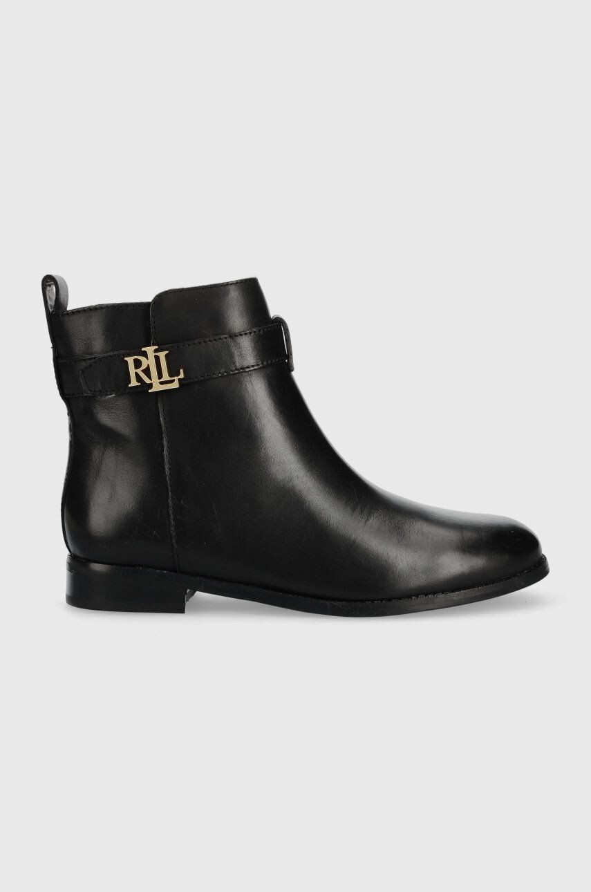 Lauren Ralph Lauren Δερμάτινες μπότες Burnished Calf γυναικεία χρώμα: μαύρο - Pepit.gr