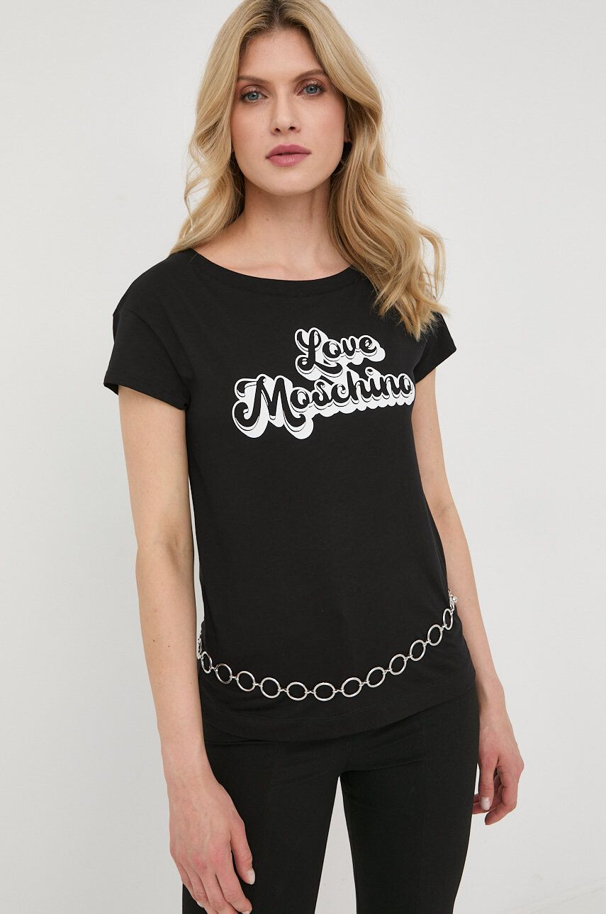 Love Moschino Βαμβακερό μπλουζάκι - Pepit.gr