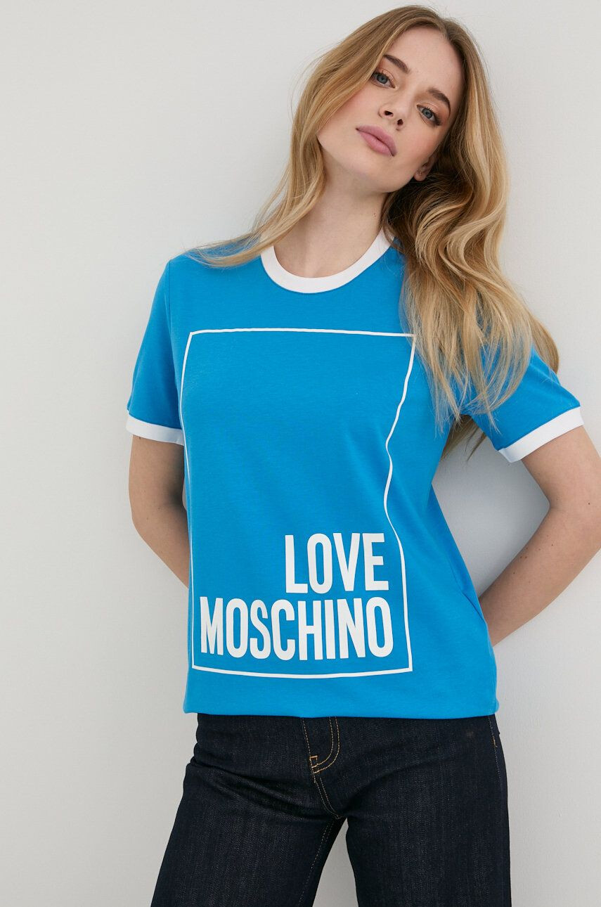 Love Moschino Βαμβακερό μπλουζάκι - Pepit.gr