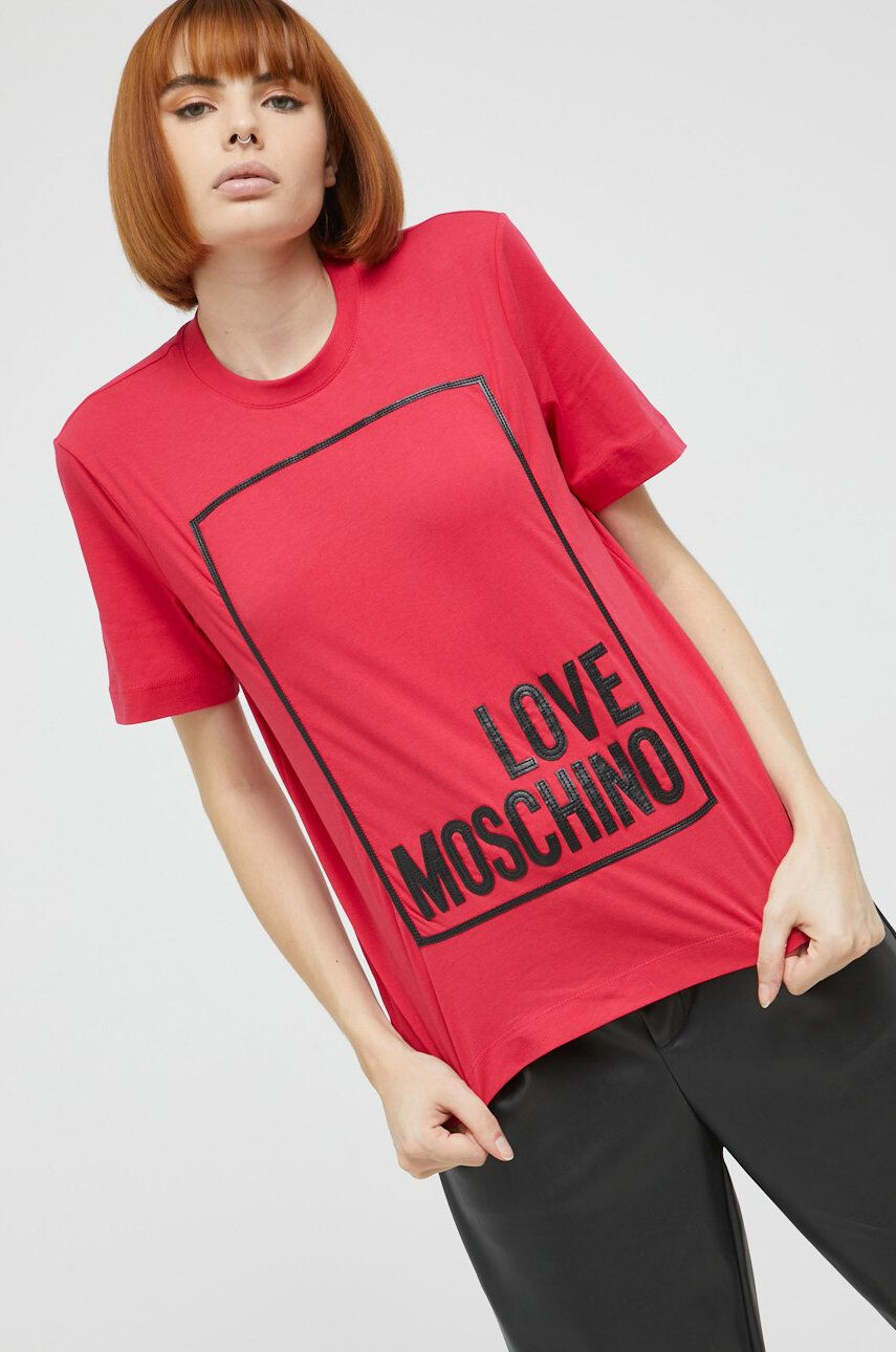 Love Moschino Βαμβακερό μπλουζάκι - Pepit.gr