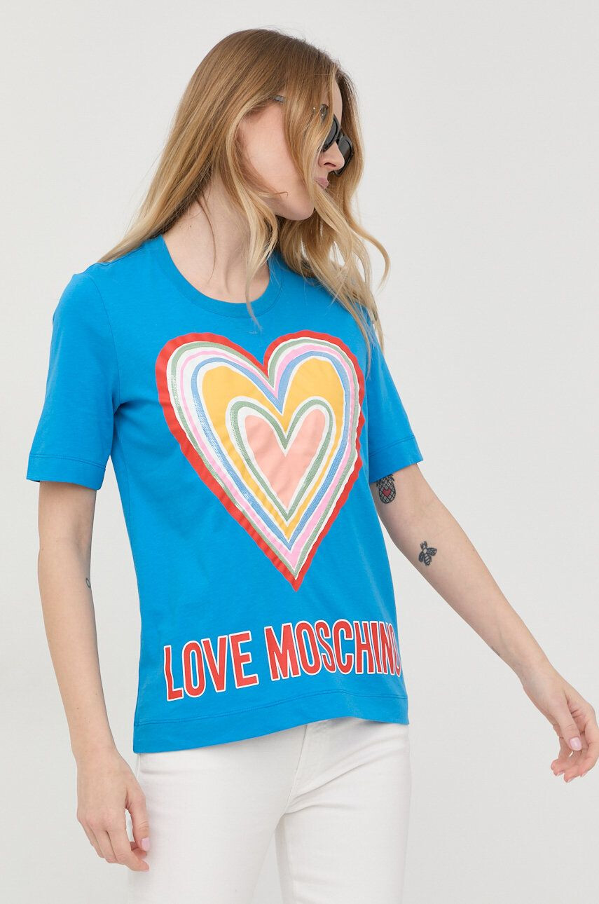 Love Moschino Βαμβακερό μπλουζάκι - Pepit.gr