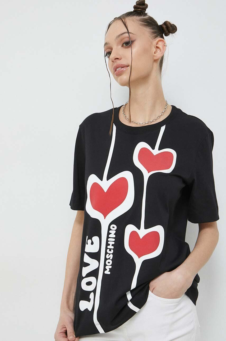 Love Moschino Βαμβακερό μπλουζάκι - Pepit.gr