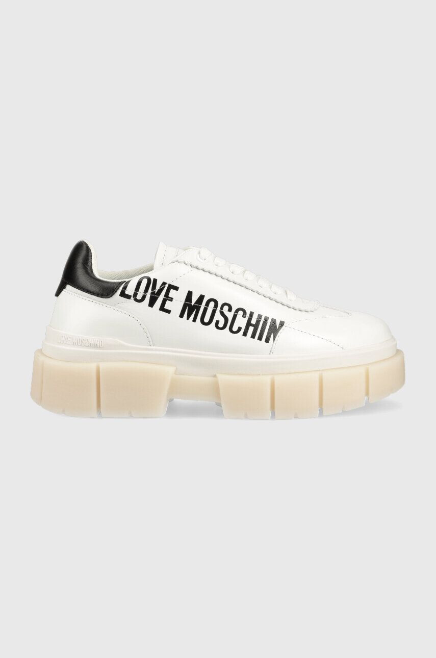 Love Moschino Δερμάτινα αθλητικά παπούτσια Sneakerd Belove 65 χρώμα: άσπρο JA15666G1G - Pepit.gr