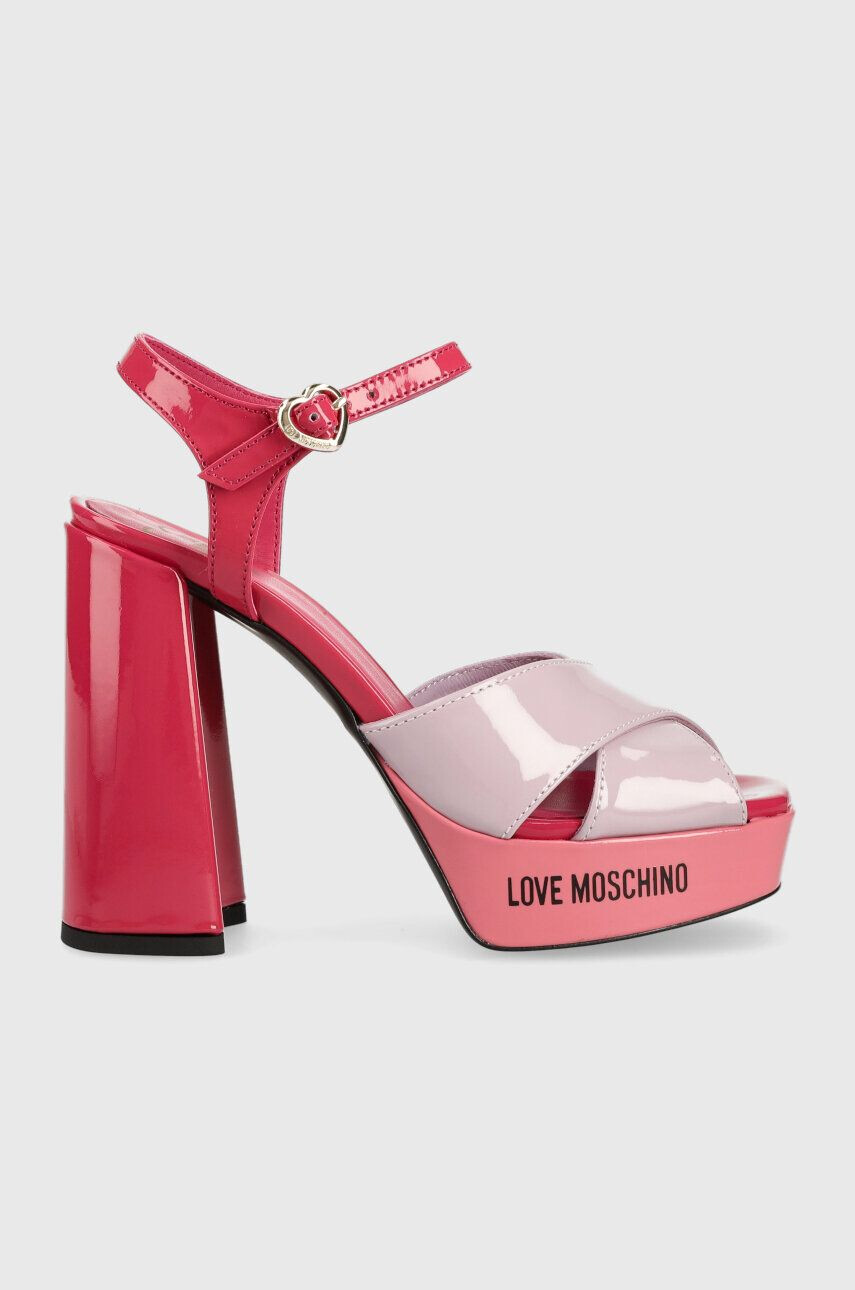 Love Moschino Δερμάτινα σανδάλια San Lod Quadra 120 - Pepit.gr