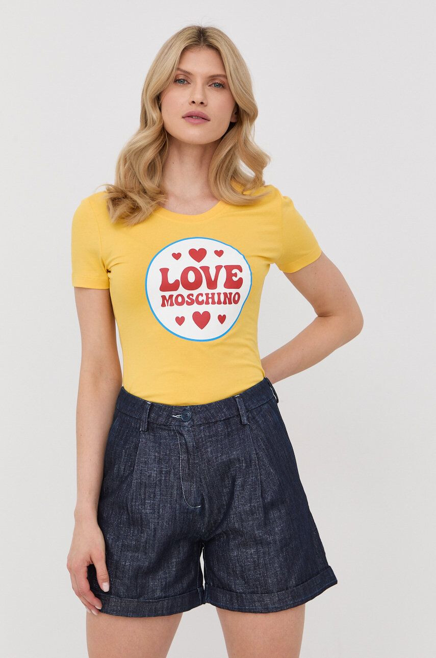 Love Moschino Μπλουζάκι χρώμα: κίτρινο - Pepit.gr