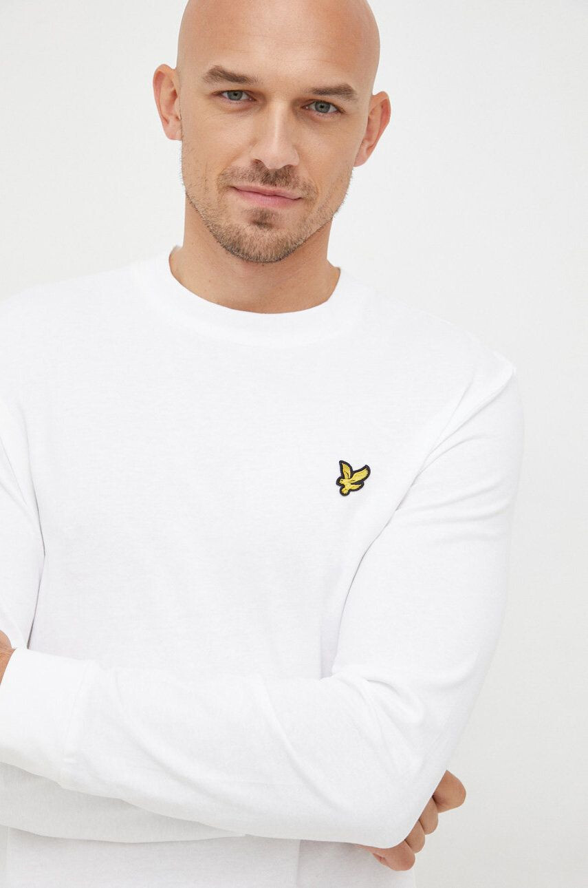 Lyle & Scott Βαμβακερή μπλούζα με μακριά μανίκια χρώμα: άσπρο - Pepit.gr