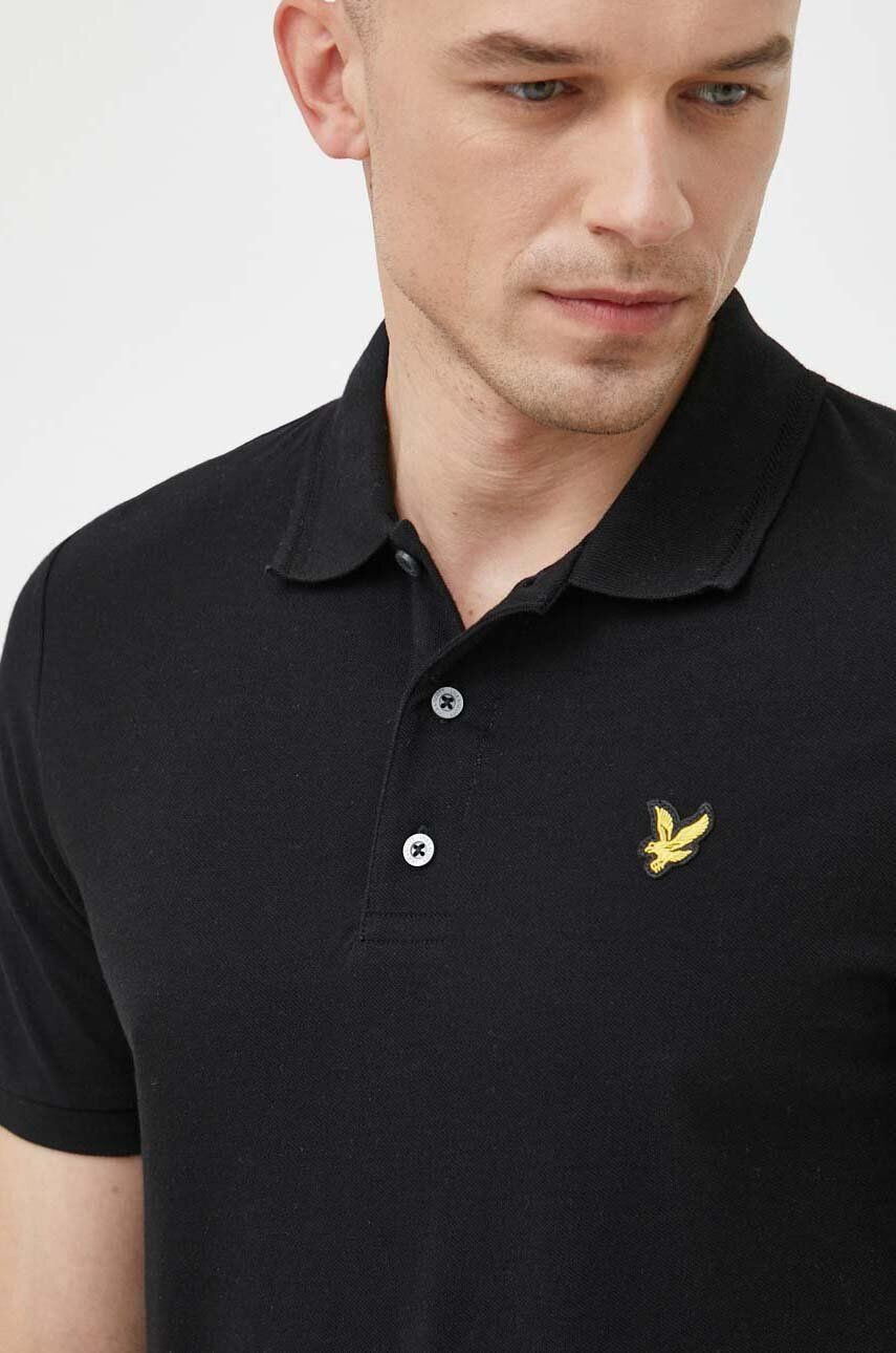 Lyle & Scott Βαμβακερό μπλουζάκι πόλο χρώμα: μαύρο - Pepit.gr