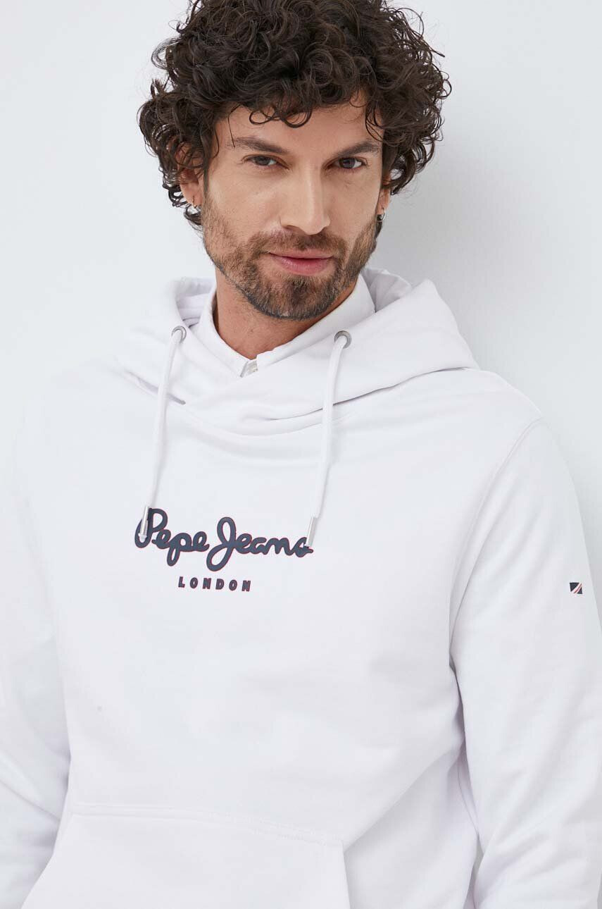 Pepe Jeans Βαμβακερή μπλούζα Edward Hoodie χρώμα: άσπρο με κουκούλα - Pepit.gr