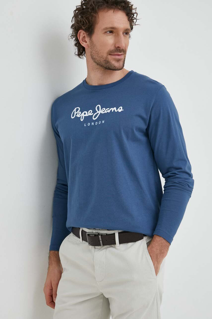 Pepe Jeans Βαμβακερή μπλούζα με μακριά μανίκια Eggo χρώμα: ναυτικό μπλε - Pepit.gr